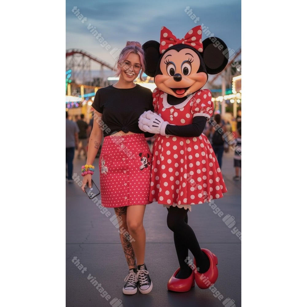 Smak Parlour Unique Vintage DISNEY Minnie Mouse Polka Dot Pinup Skirt, 1X